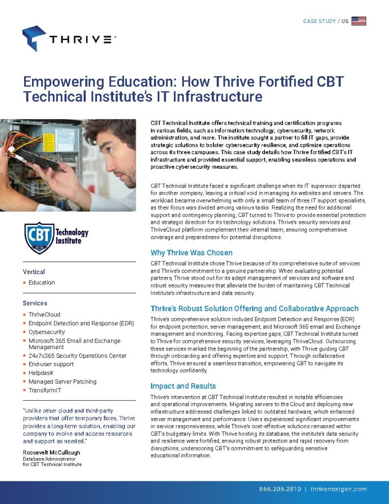 CBT Technical Institute case study — document cover