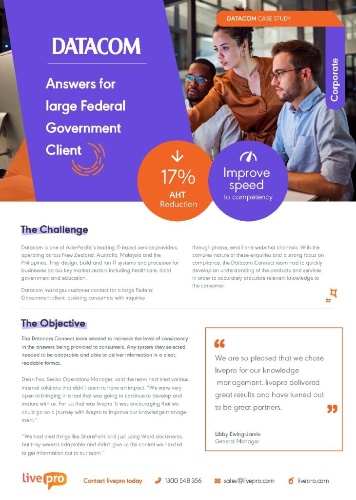 Datacom (Datacom Connect) case study — document cover