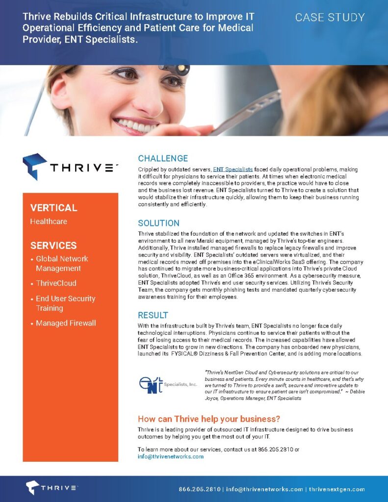 ENT Specialists case study — document cover
