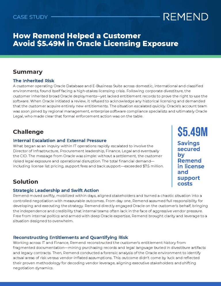 A divested enterprise running Oracle Database and E-Business Suite case study — document cover