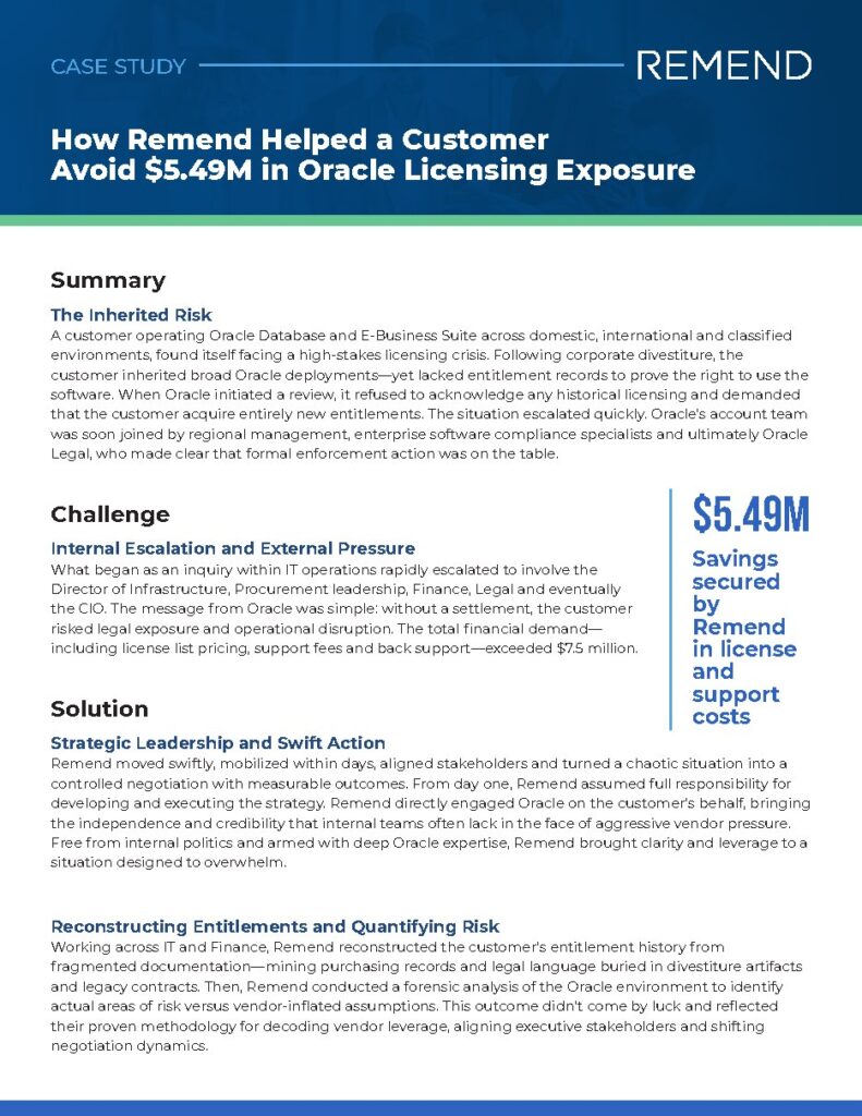 A divested enterprise running Oracle Database and E-Business Suite case study — document cover