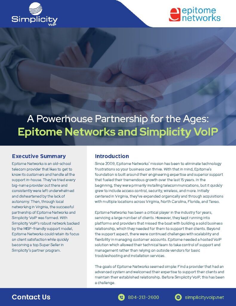 Epitome Networks case study — document cover