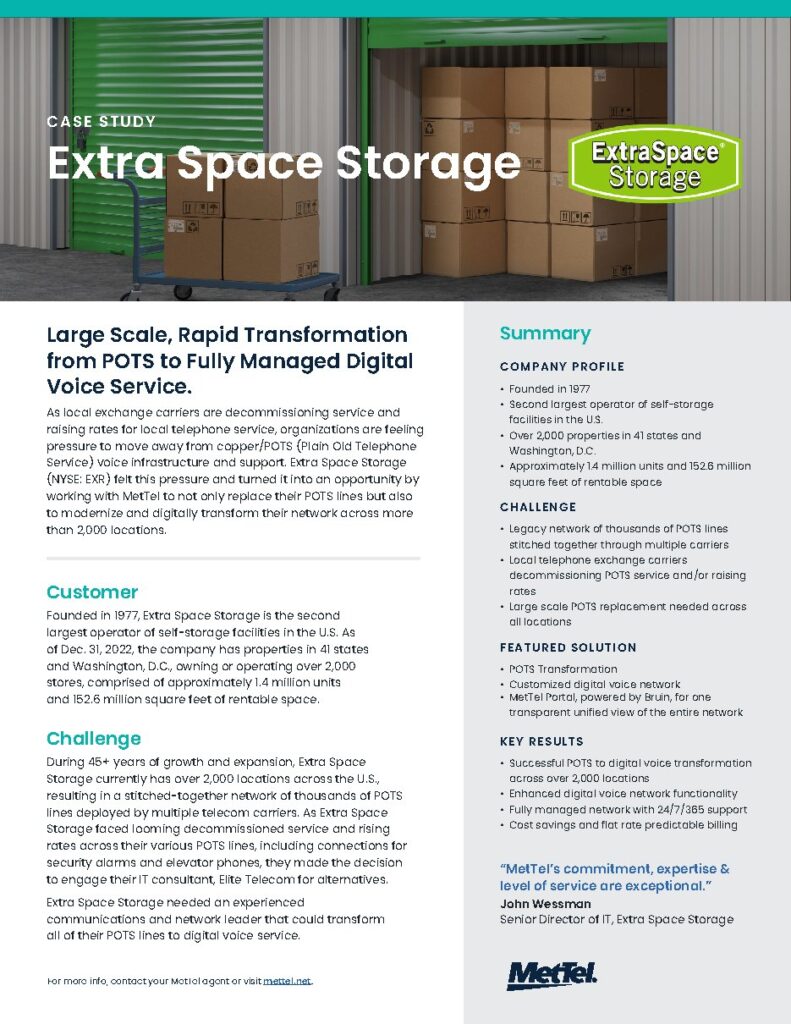 Extra Space Storage case study — document cover
