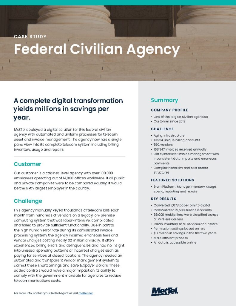 A cabinet-level federal civilian agency case study — document cover
