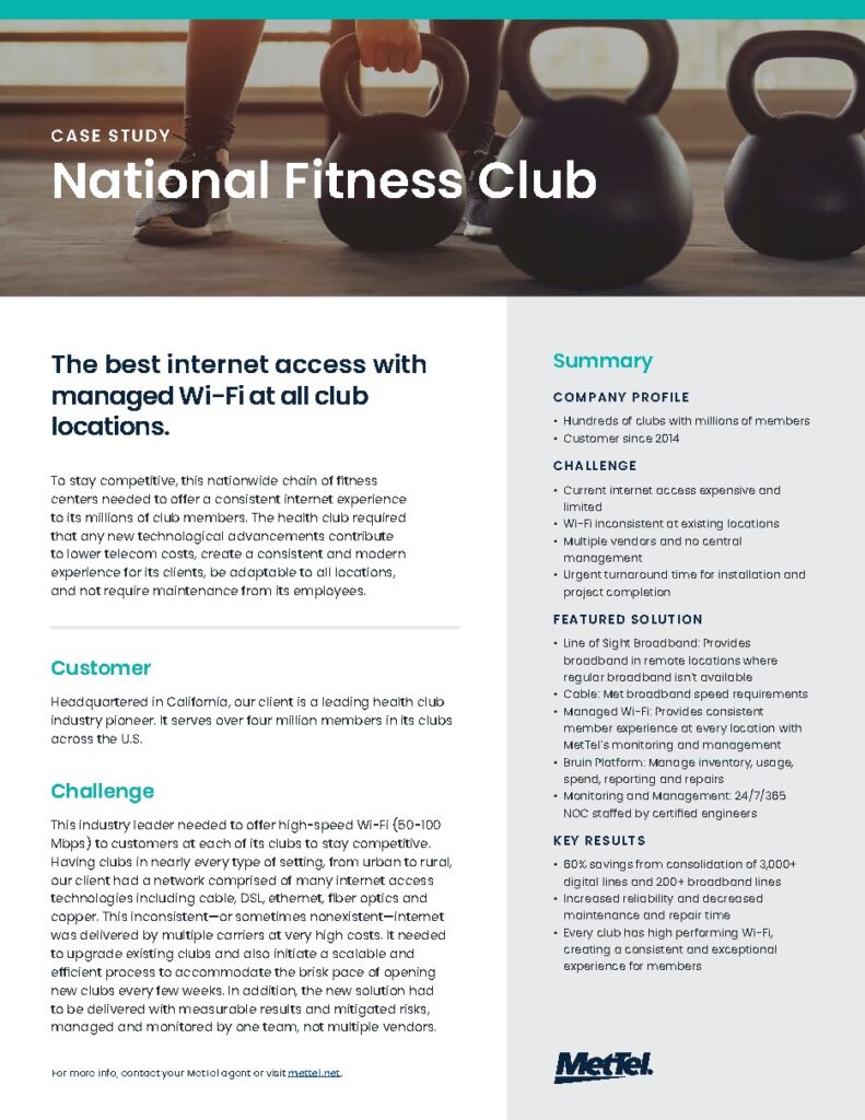 A national fitness club chain case study — document cover