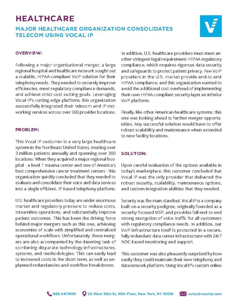 A large healthcare system in the Northeast United States case study — document cover