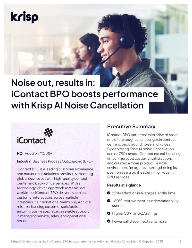 iContact BPO case study — document cover