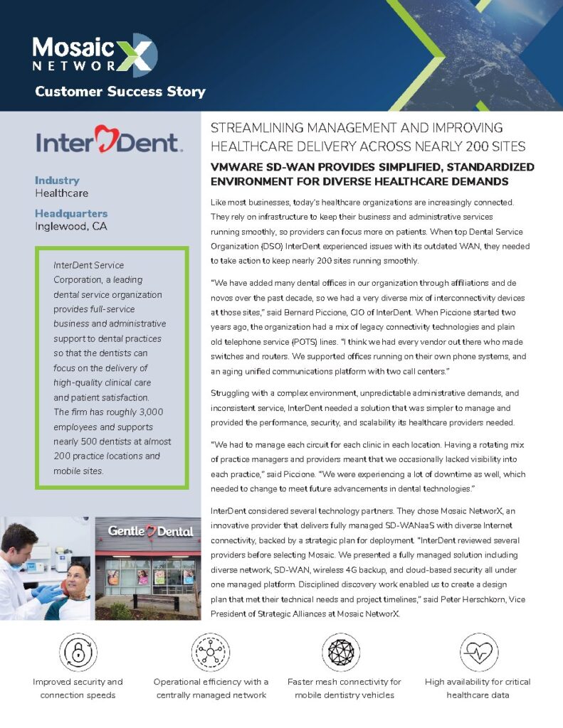 InterDent Service Corporation case study — document cover