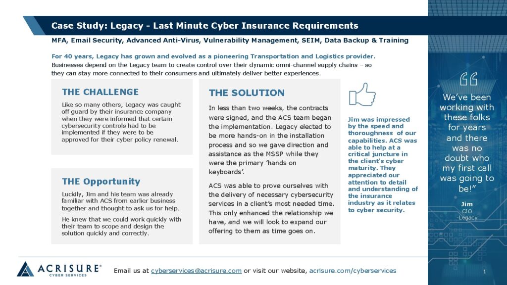 Legacy case study — document cover