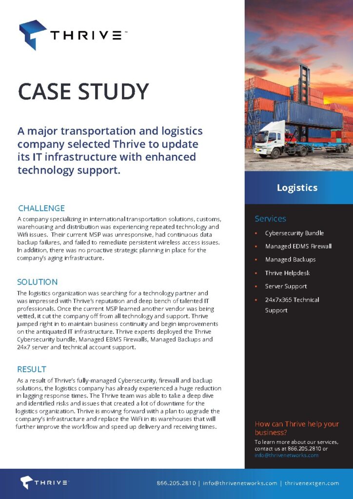A major transportation and logistics company case study — document cover