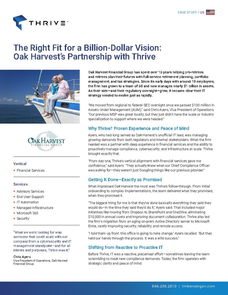 Oak Harvest Financial Group case study — document cover