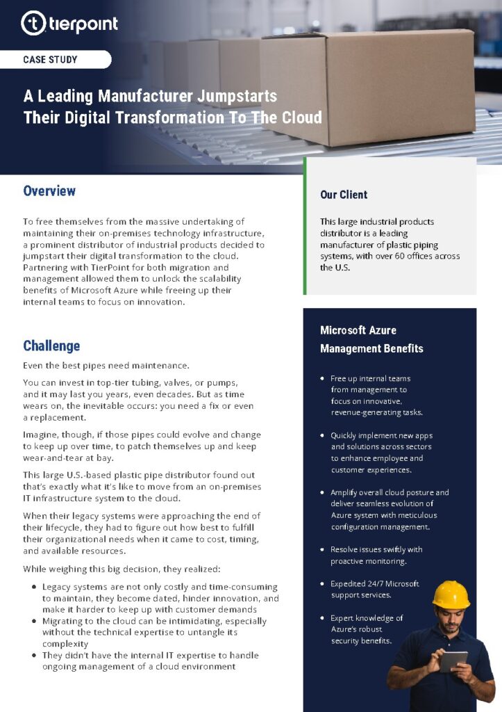 A U.S. manufacturer and distributor of plastic piping systems case study — document cover