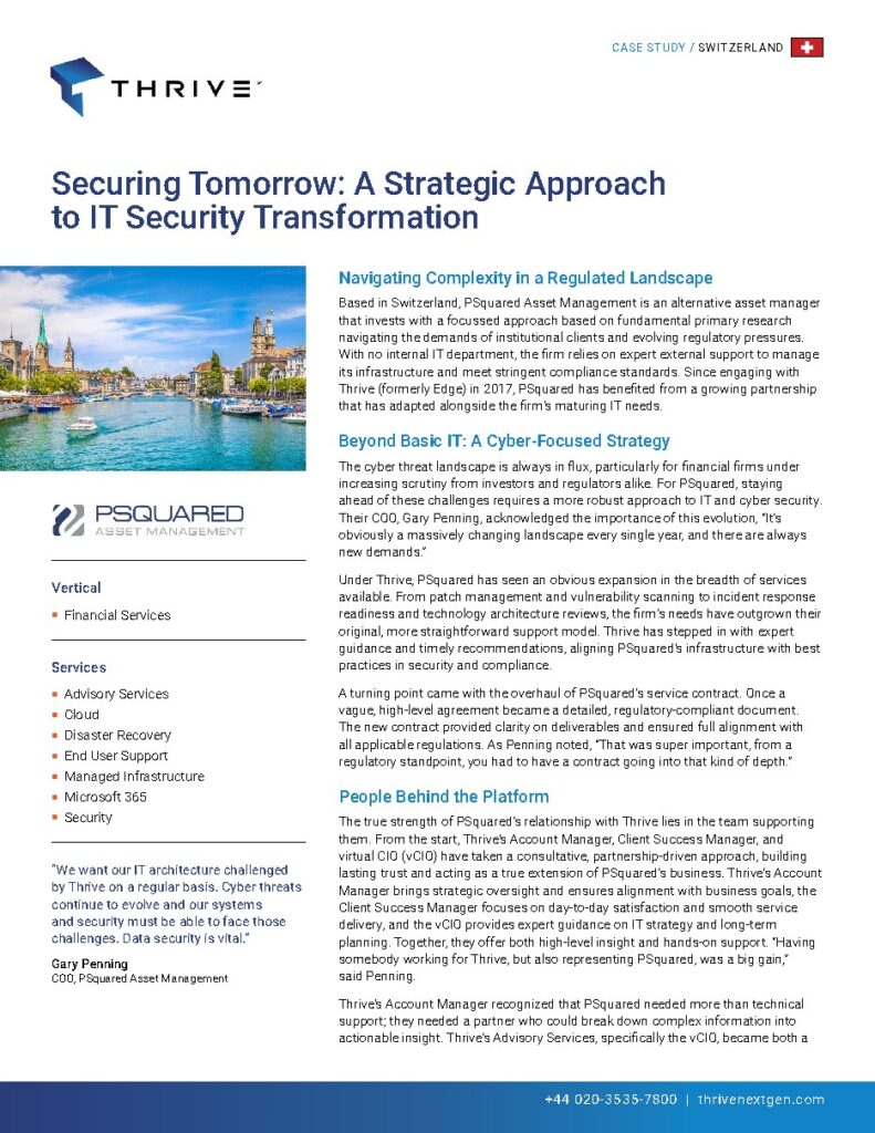 PSquared Asset Management case study — document cover