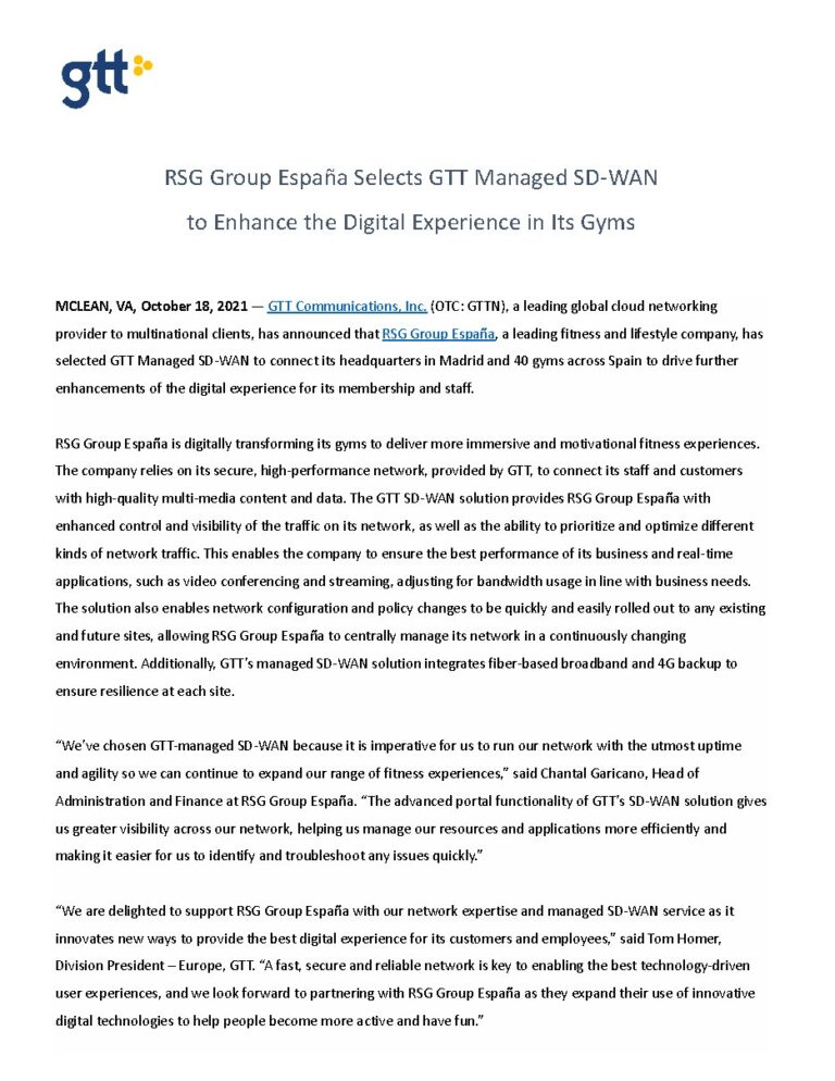 RSG Group España case study — document cover