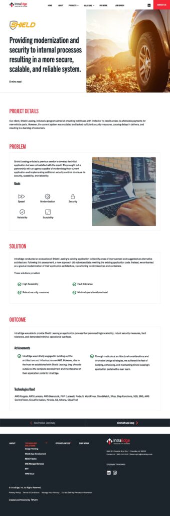 Shield Leasing case study — document cover