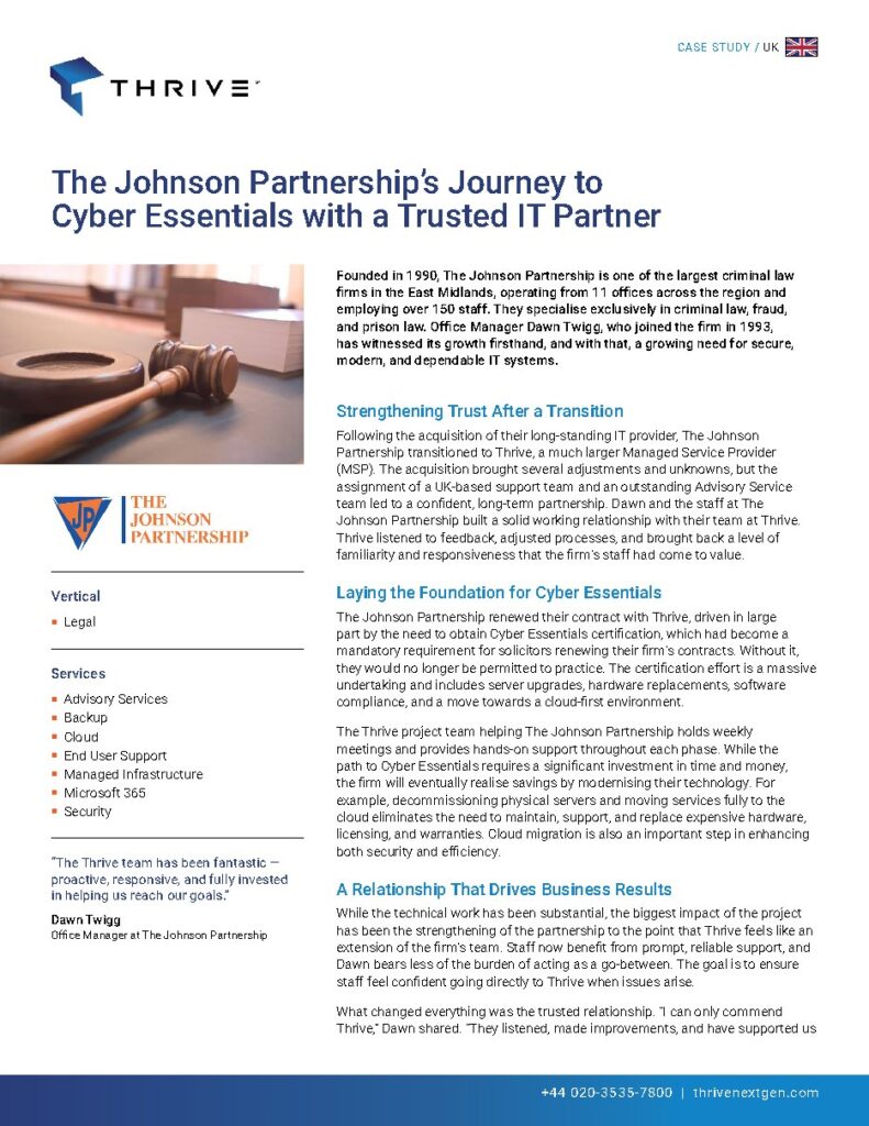 The Johnson Partnership case study — document cover
