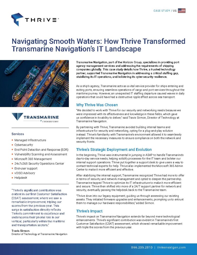 Transmarine Navigation case study — document cover