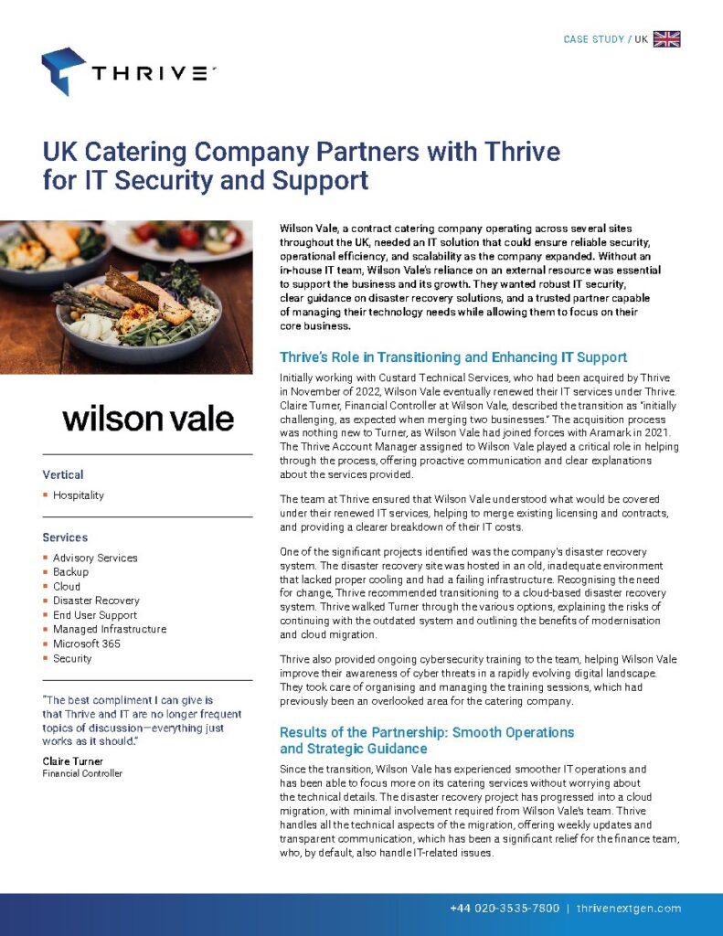 Wilson Vale case study — document cover